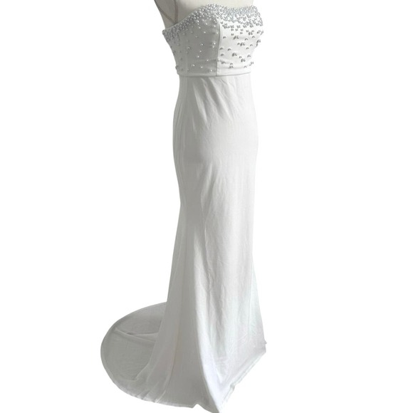 LULUS White Strapless‎ Embellished Gown S | Bridal Formal Maxi Dress NWOT - Picture 5 of 10